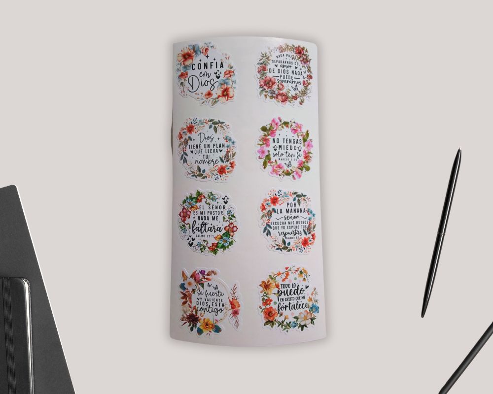 Spanish Faith Christian Sticker Sheet-Waterproof Vinyl Durable-Scrapbook Stickers-Novelty Sticker