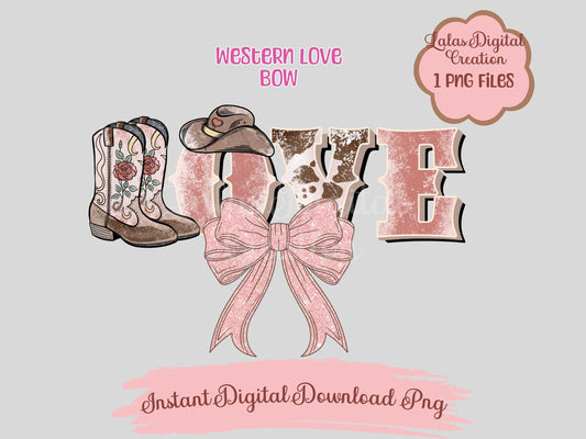 Western Love Bow Clipart PNG Instant Digital Download