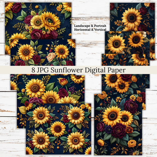 Sunflower Digital Paper Pack Bundle