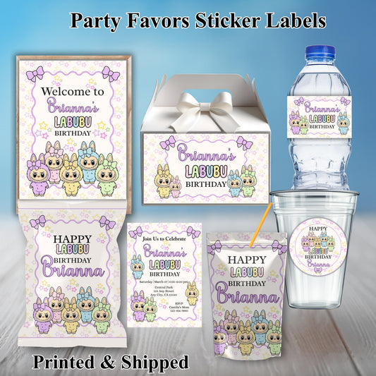 Girls Labubu Party Sticker Labels