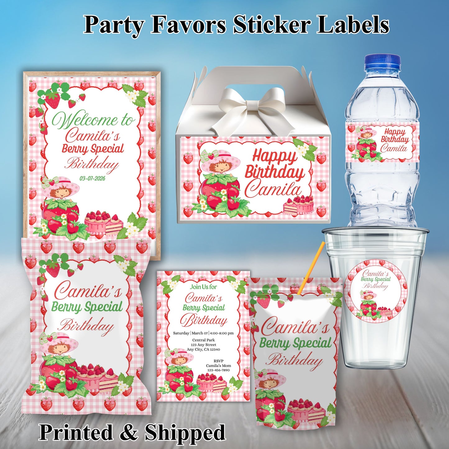 Strawberry Shortcake Party Sticker Labels