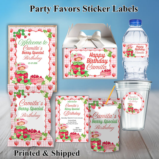 Strawberry Shortcake Party Sticker Labels