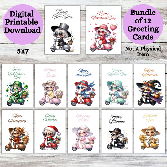 Friends All Occasion Printable Digital Greeting Cards Bundle Set