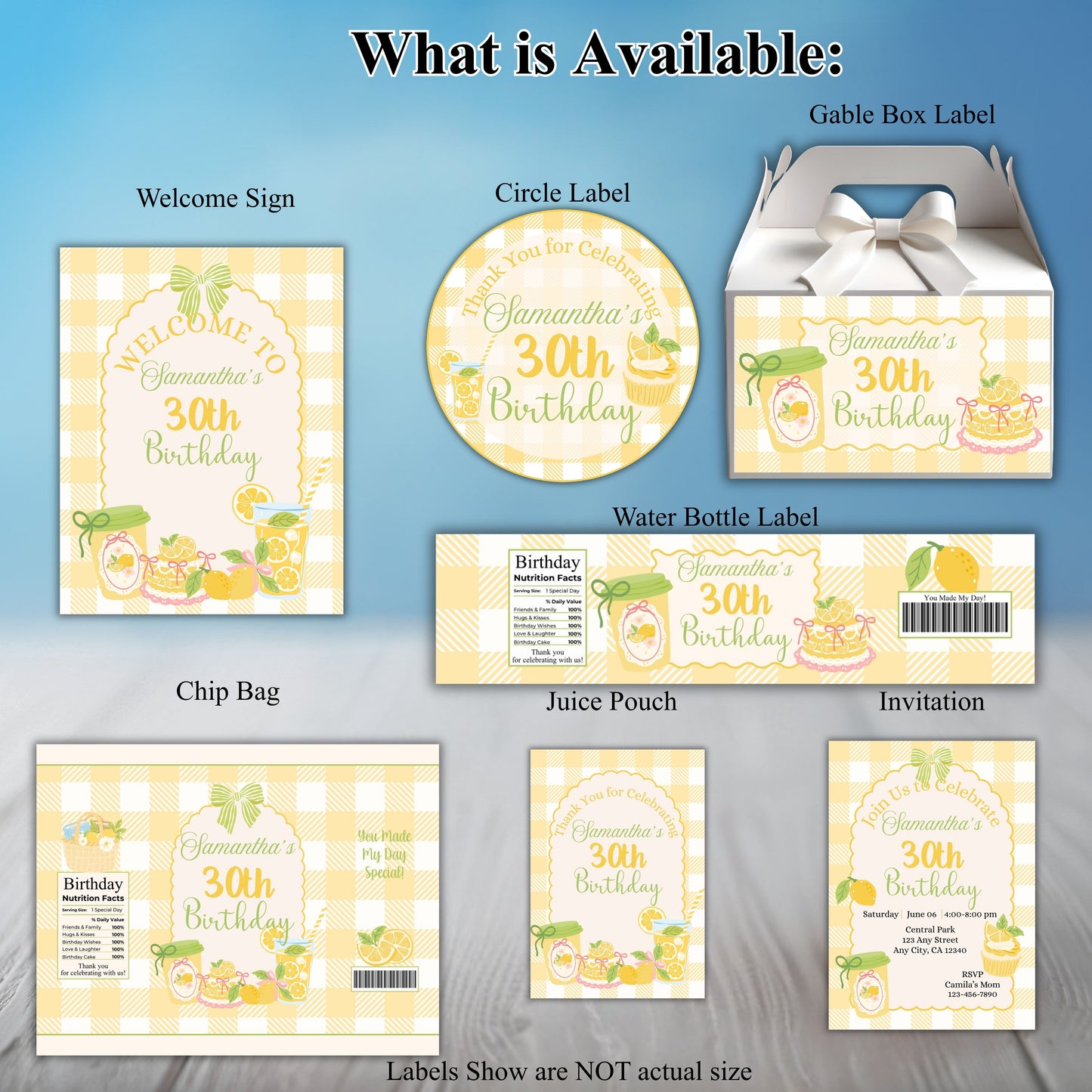 Lemonade Tea Party Sticker Labels