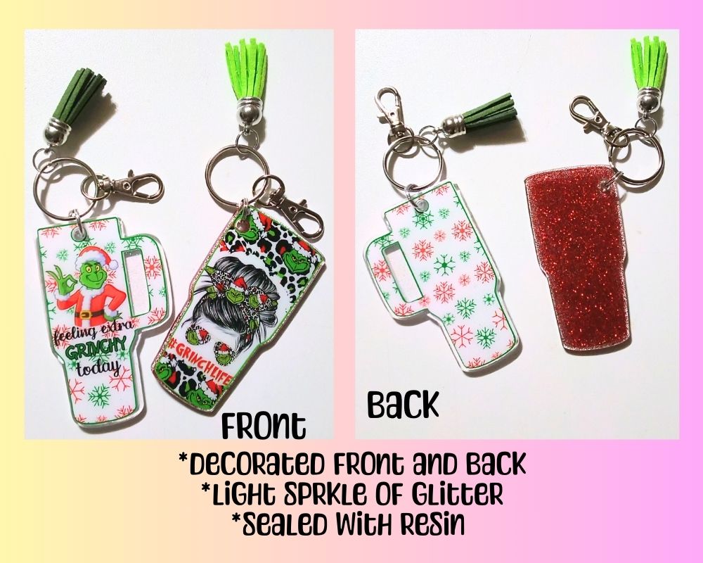 Grinch Christmas Mini Tumbler Acrylic Resin Cup Keychain