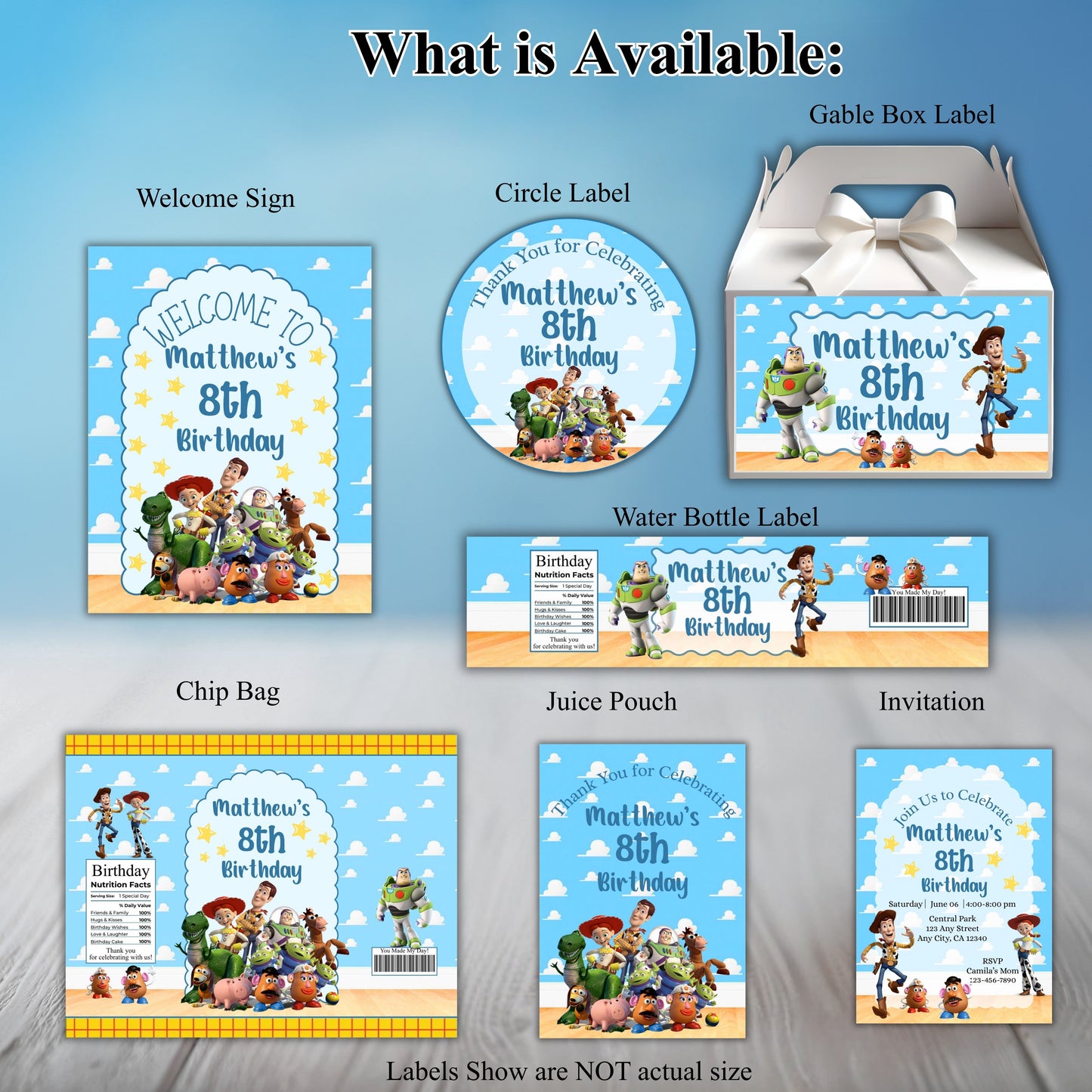 Toy Story Party Sticker Labels