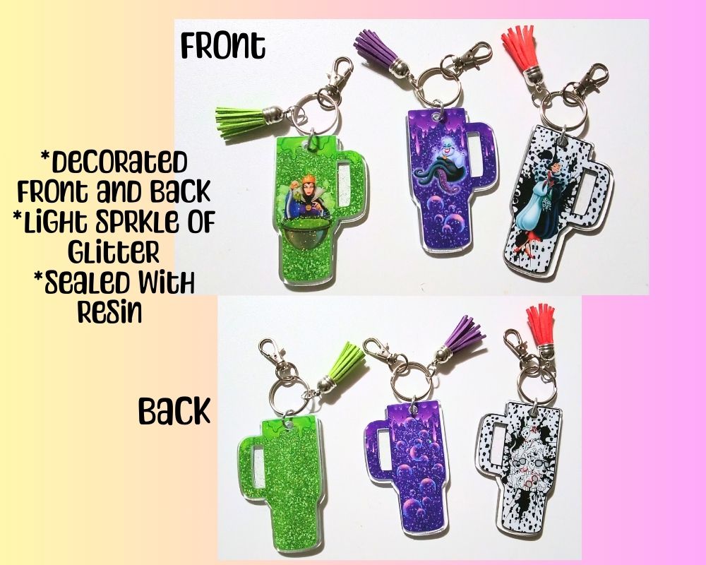 Princess Villain Mini Tumbler Acrylic Resin Cup Keychain