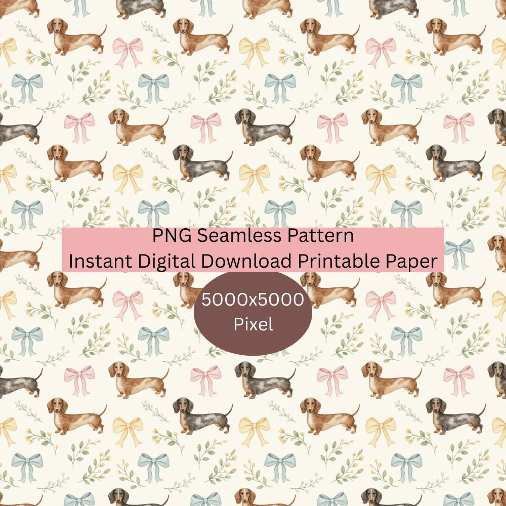 Dachshund dog Seamless Repeating Pattern Paper Bundle