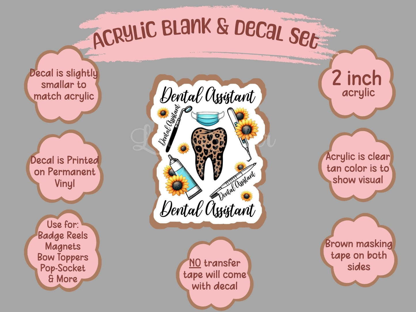 Dental Clear Acrylic Blank & Decal Set