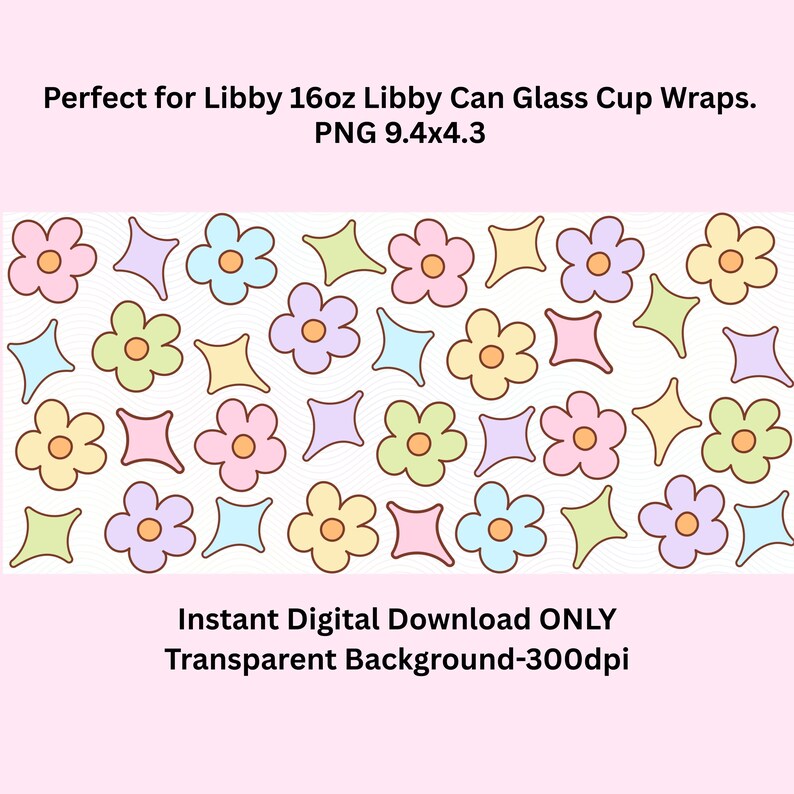 Daisy flowers Libbey Glass Can Cup Wrap