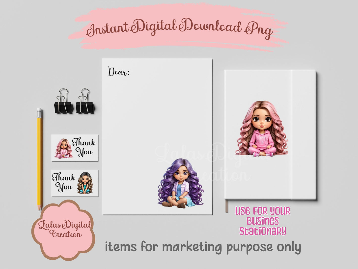 Cute Girl Clipart Bundle Instant Digital PNG Download