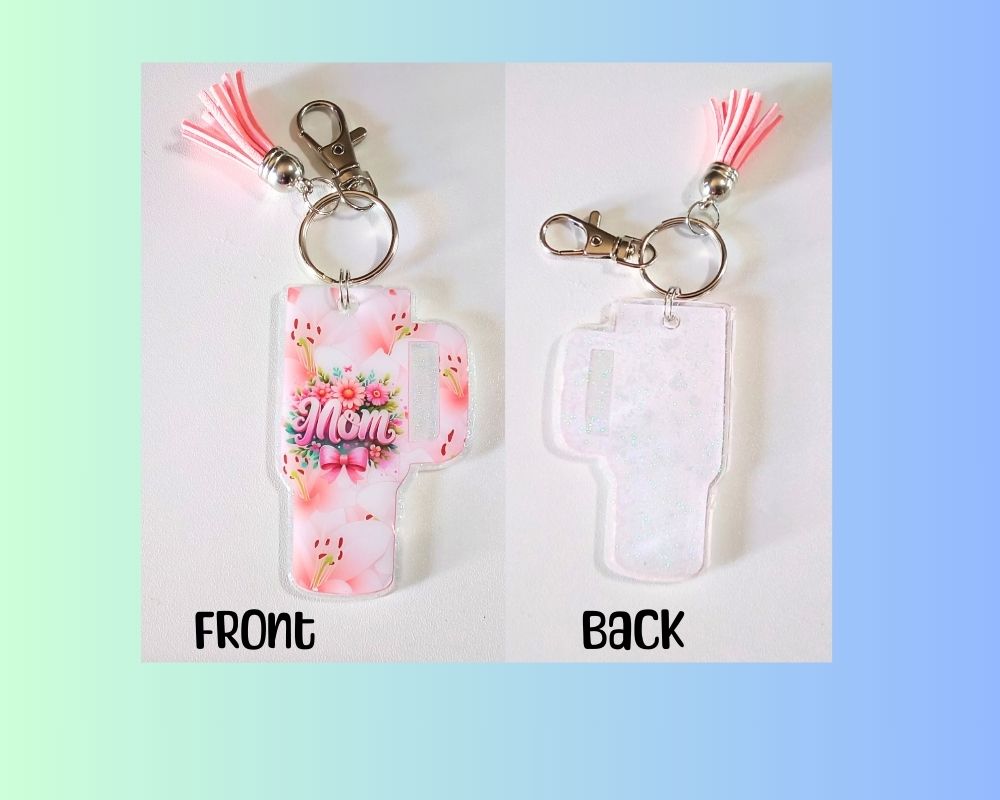 Mom Floral Acrylic Resin Keychain