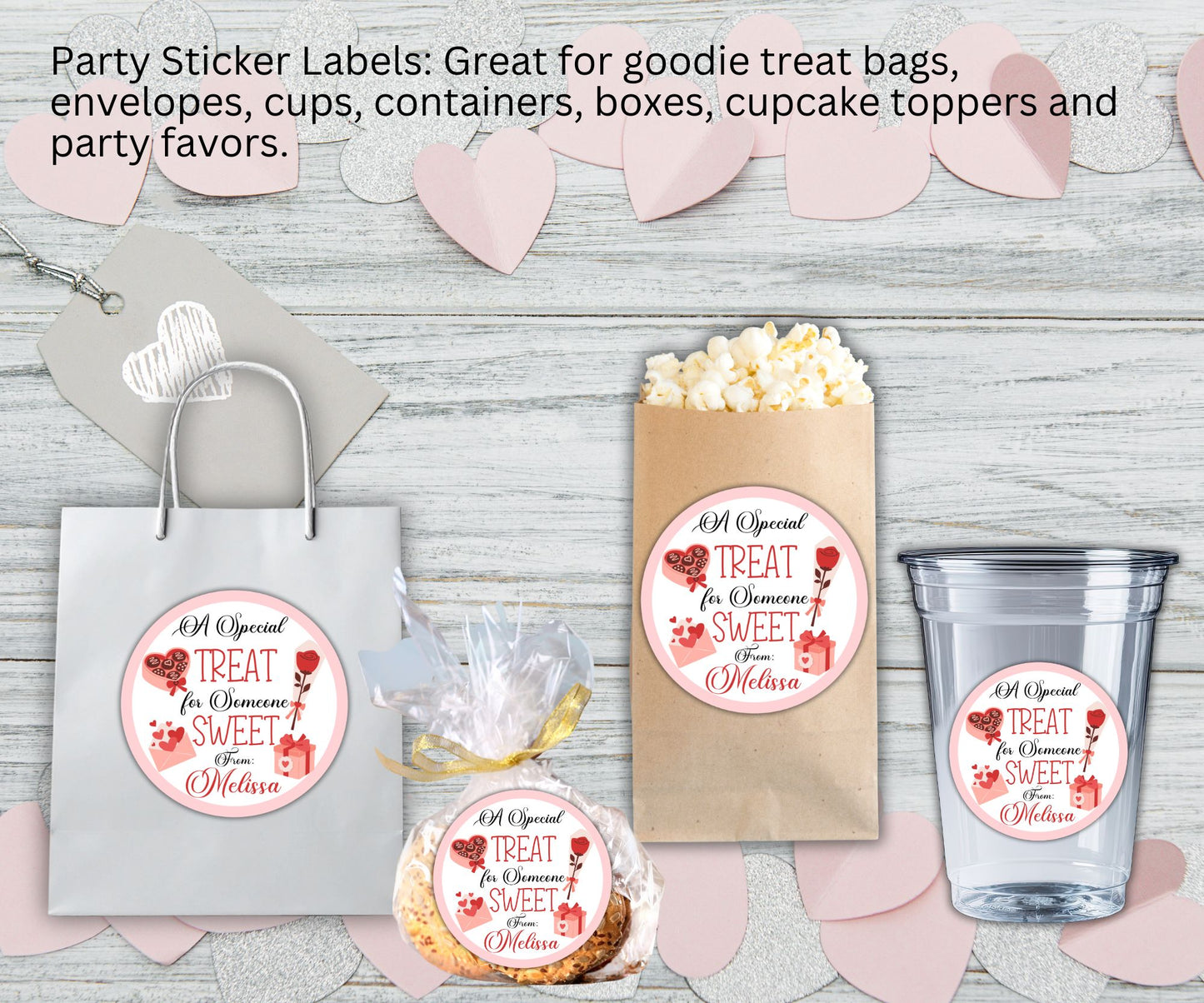 Sweet Treats Valentines Party Sticker Labels