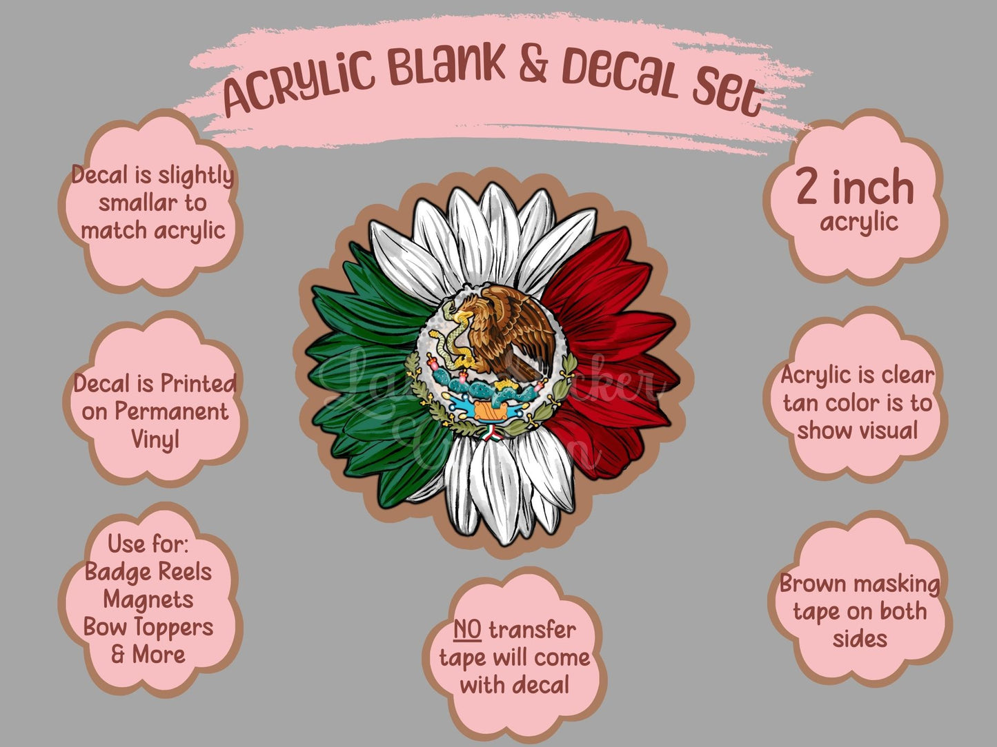 Mexico Sunflower Clear Acrylic Blank & Decal Set