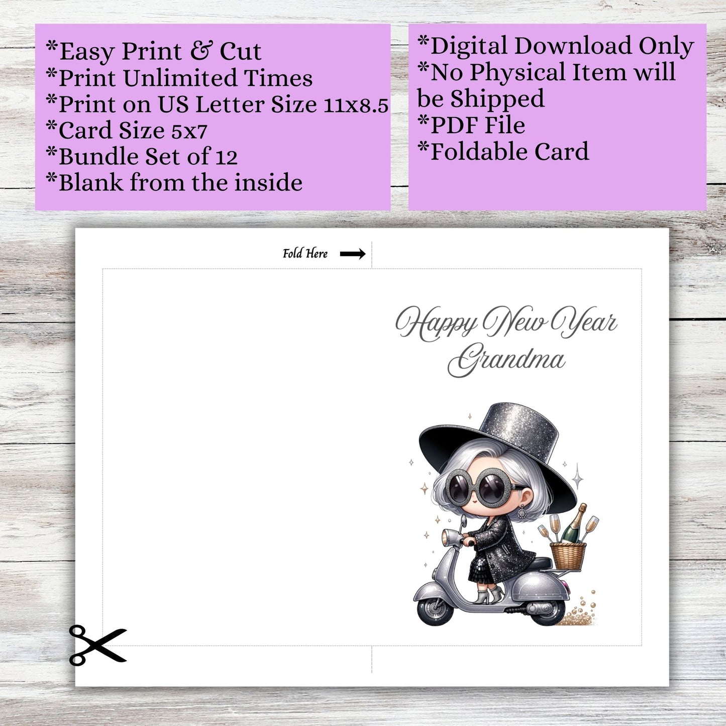 Grandma Granny Printable Digital Greeting Cards Bundle Set