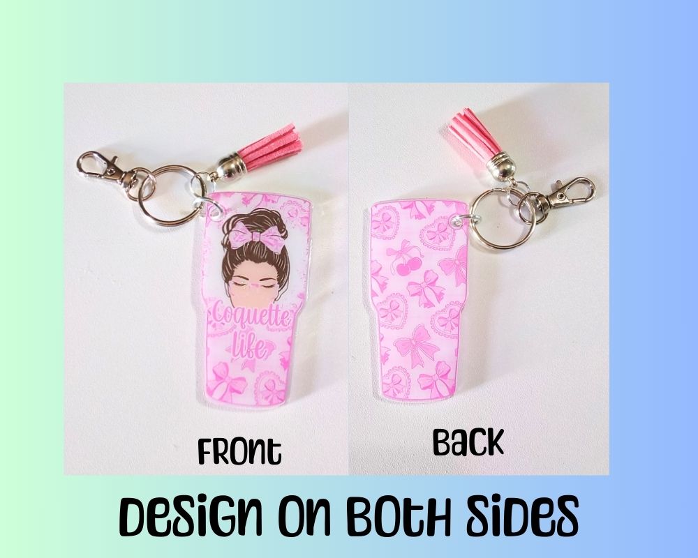 Coquette Life Messy Mom Bun Acrylic Resin Keychain