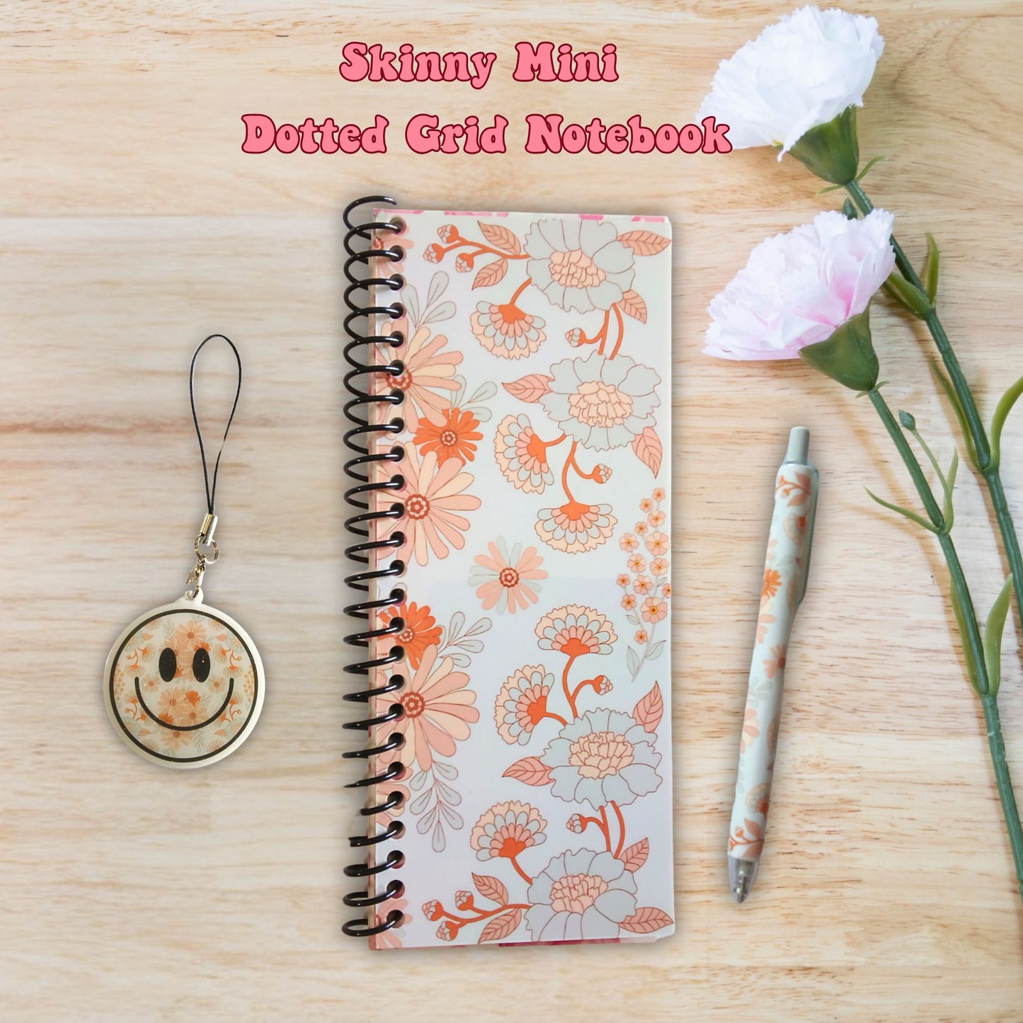 Boho Retro Skinny Mini Dot Grid Spiral Notebook Gift Set