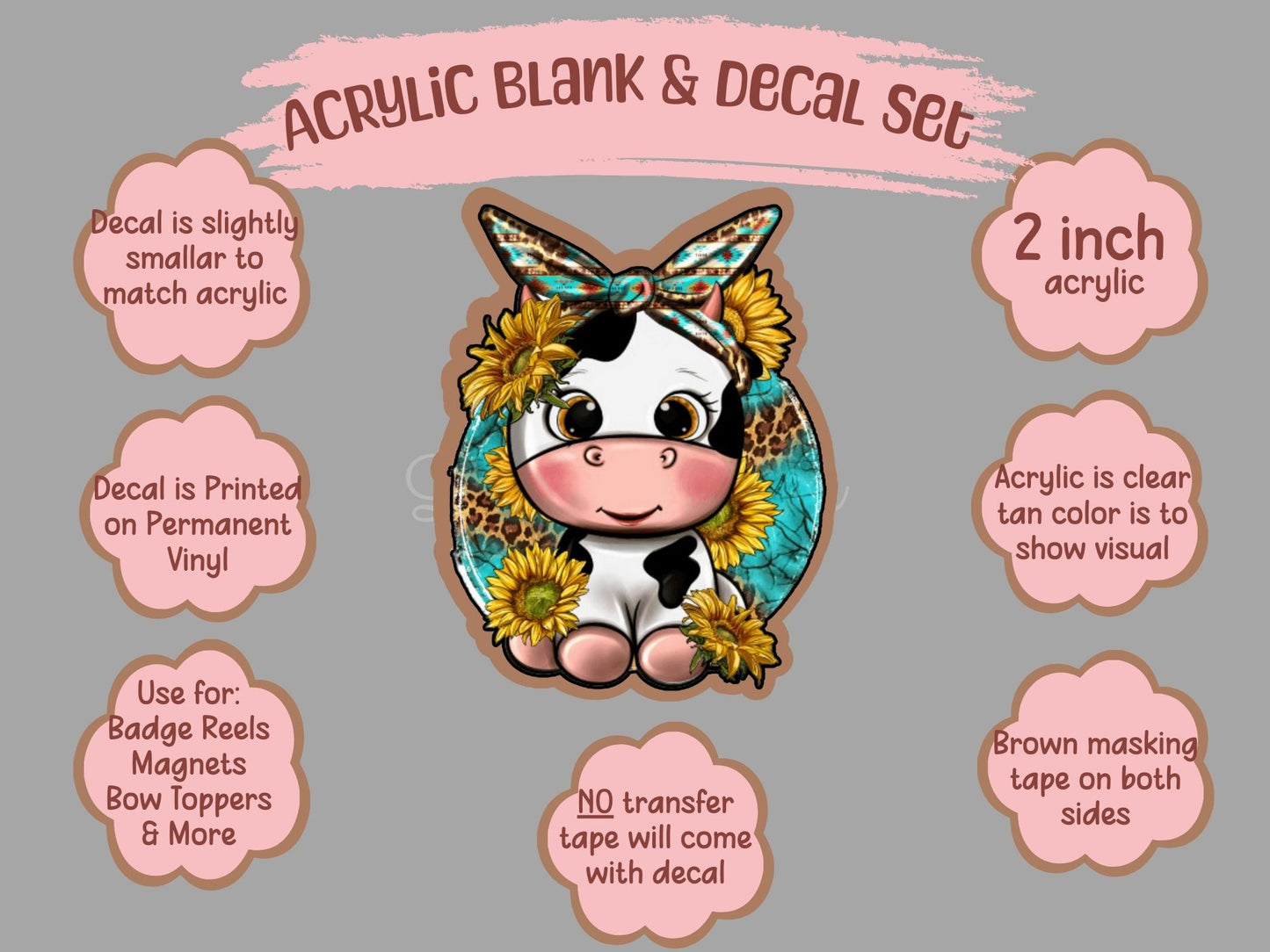 Baby Cow Clear Acrylic Blank & Decal Set