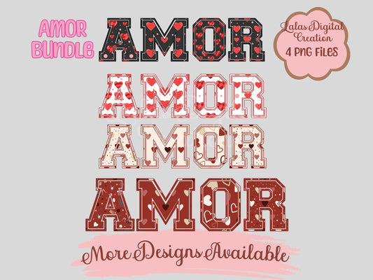 AMOR Spanish Love Clipart PNG Bundle Instant Digital Download