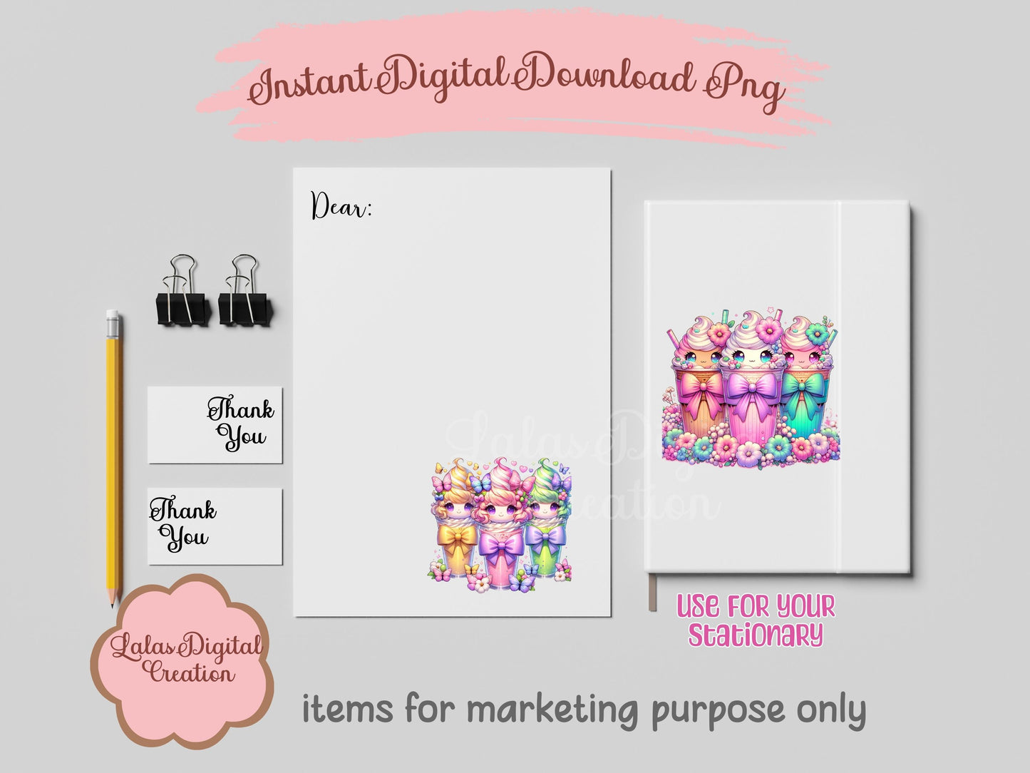 Kawaii Iced Coffee Clipart Bundle Instant Digital PNG Download