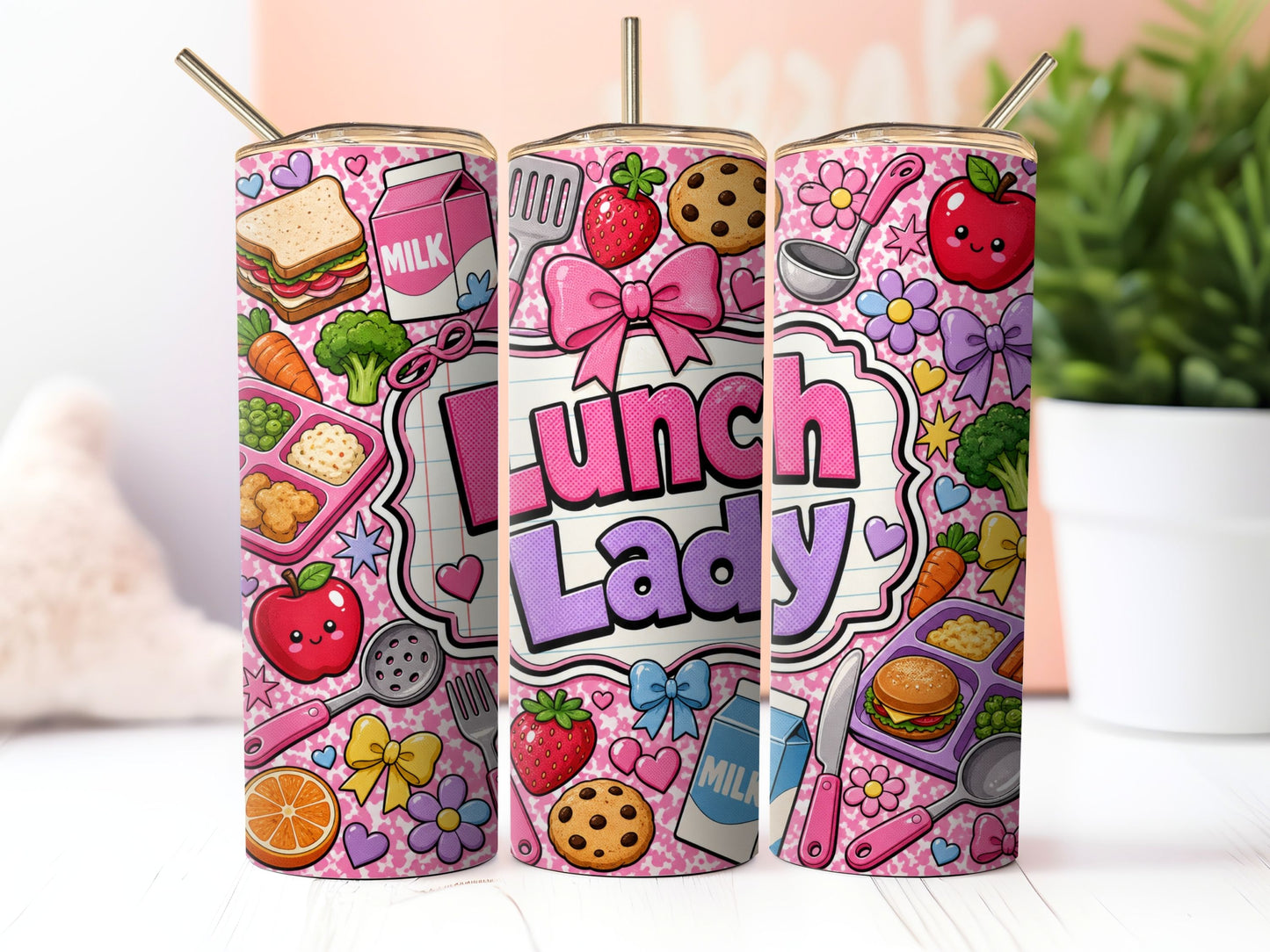 Food Service Lunch Lady Sublimation 20oz Tumbler Wrap PNG Digital Download