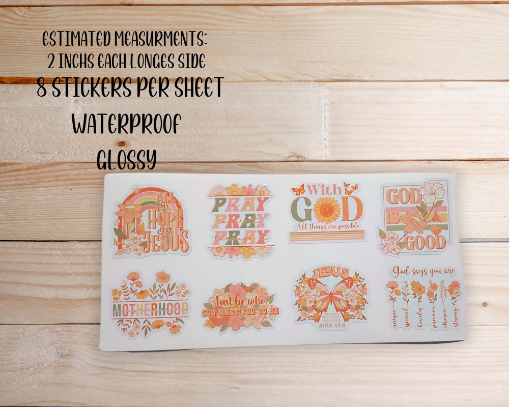 Christian Faith Sticker Sheet-Waterproof Vinyl Durable-Scrapbook Stickers-Novelty Sticker