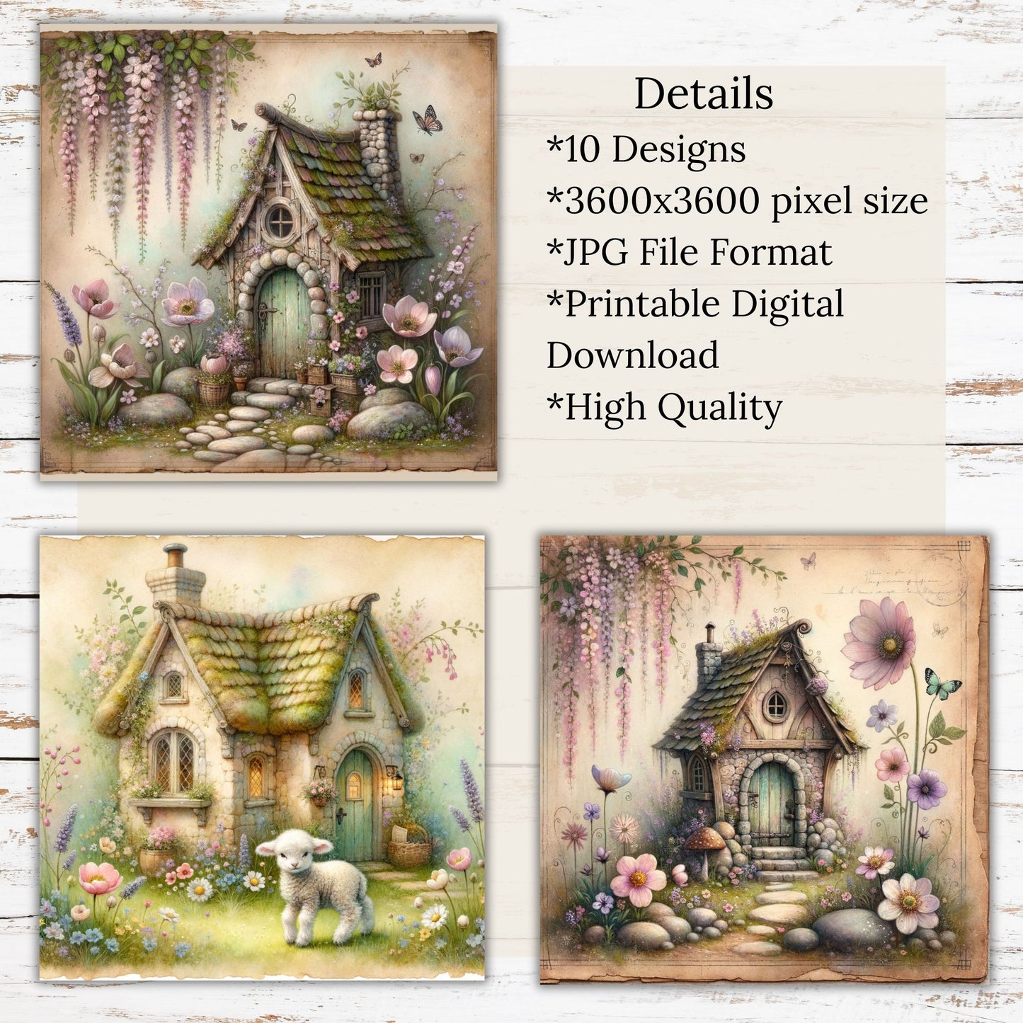 Cottage Woodland Digital Paper Pack Bundle