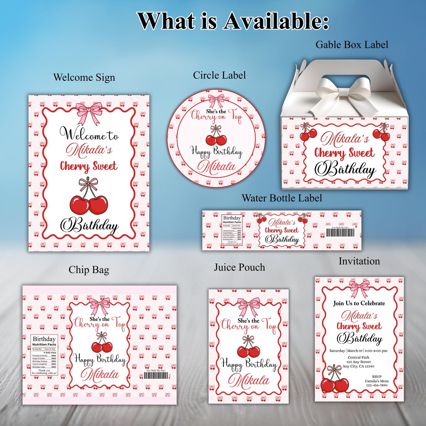Cherry Party Sticker Labels