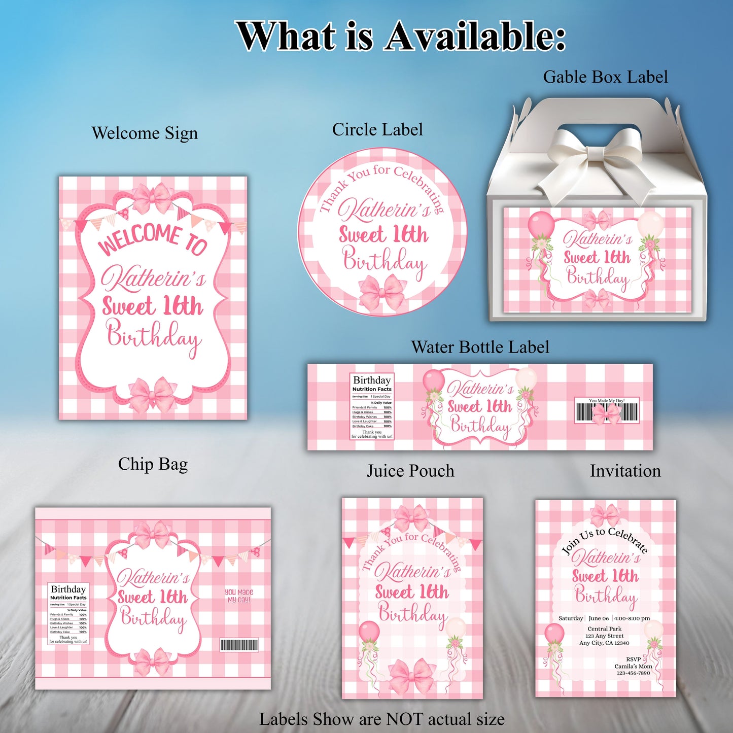 Sweet 16 Party Sticker Labels