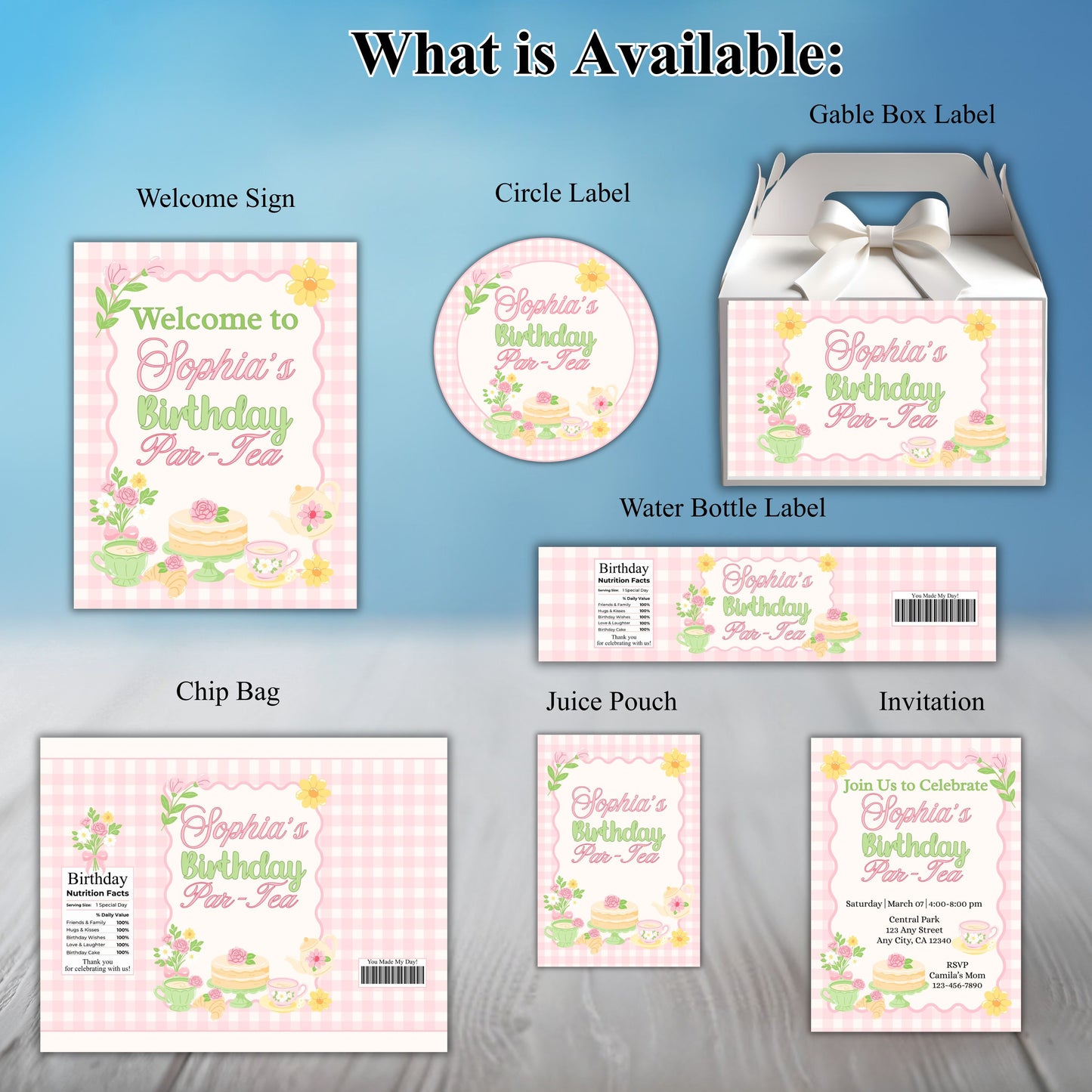 Tea Party Theme Party Sticker Labels