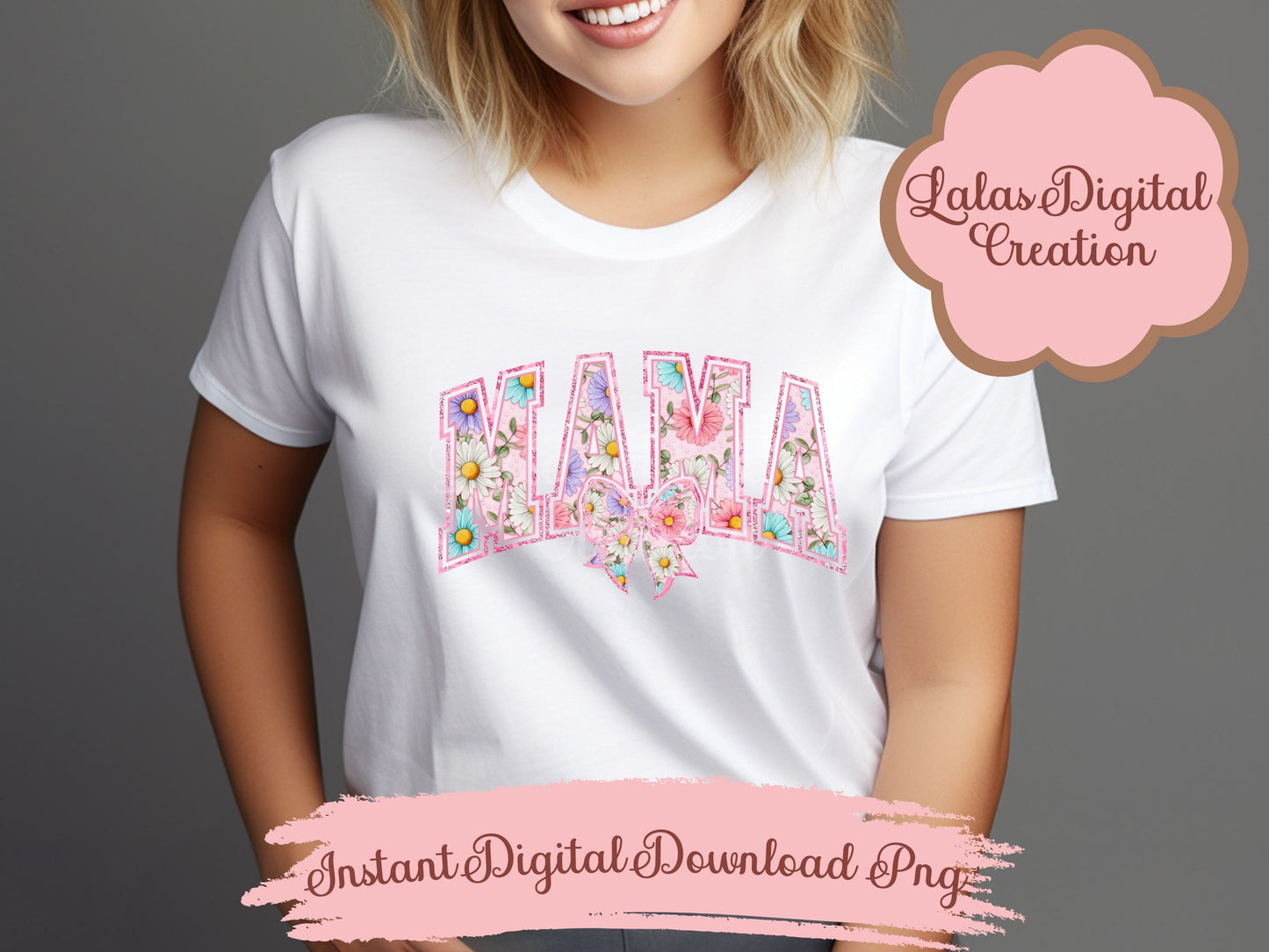 Pink Valentines MAMA Bow Varsity Clipart Bundle Instant Digital PNG Download