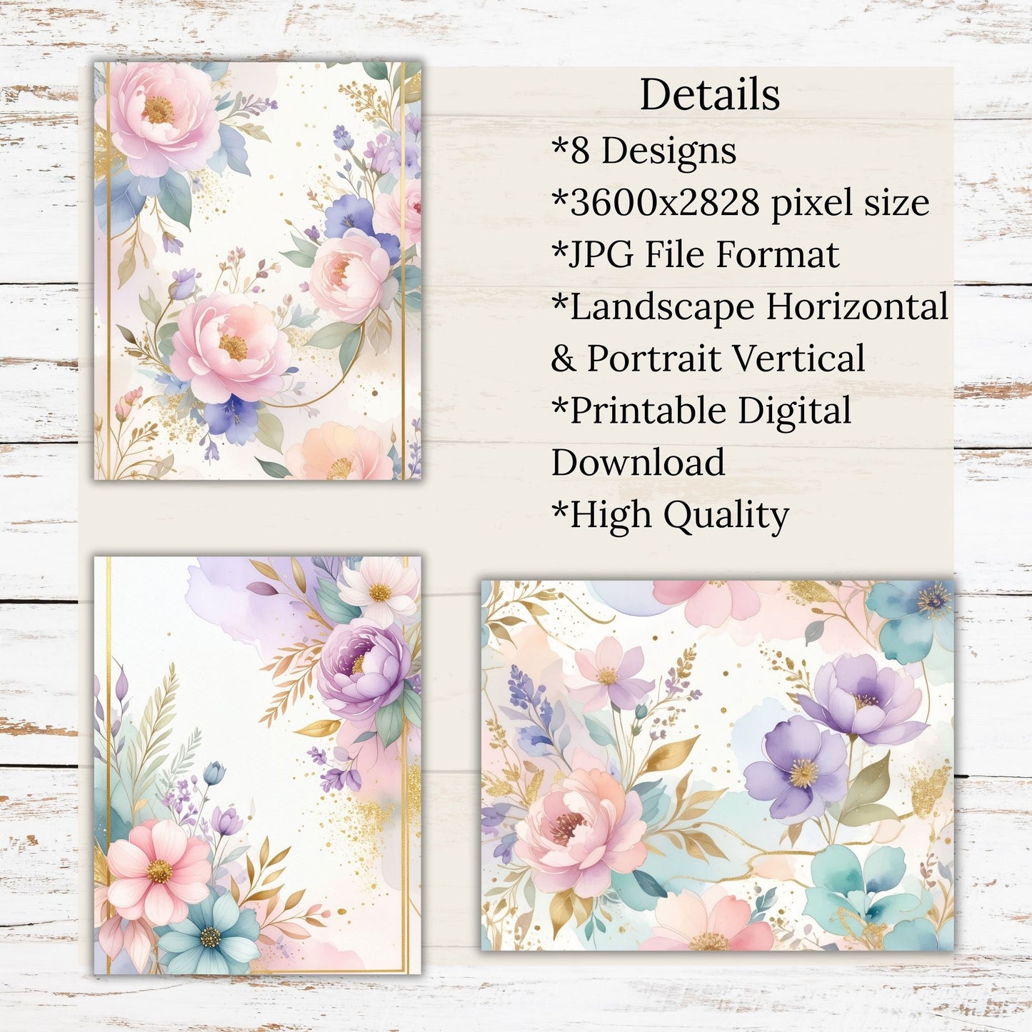 Pastel Floral Digital Paper Pack Bundle
