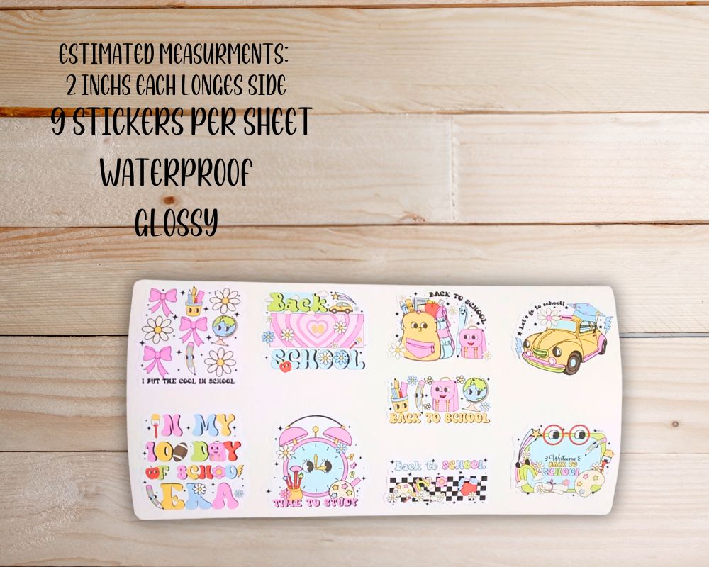 Back To School Sticker Sheet-Waterproof Vinyl Durable-Scrapbook Stickers-Novelty Sticker