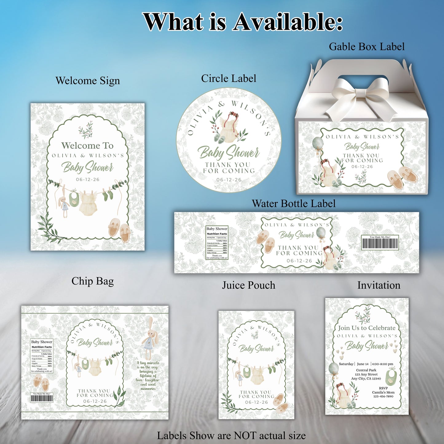Boho Neutral Girls Baby Shower Party Sticker Labels