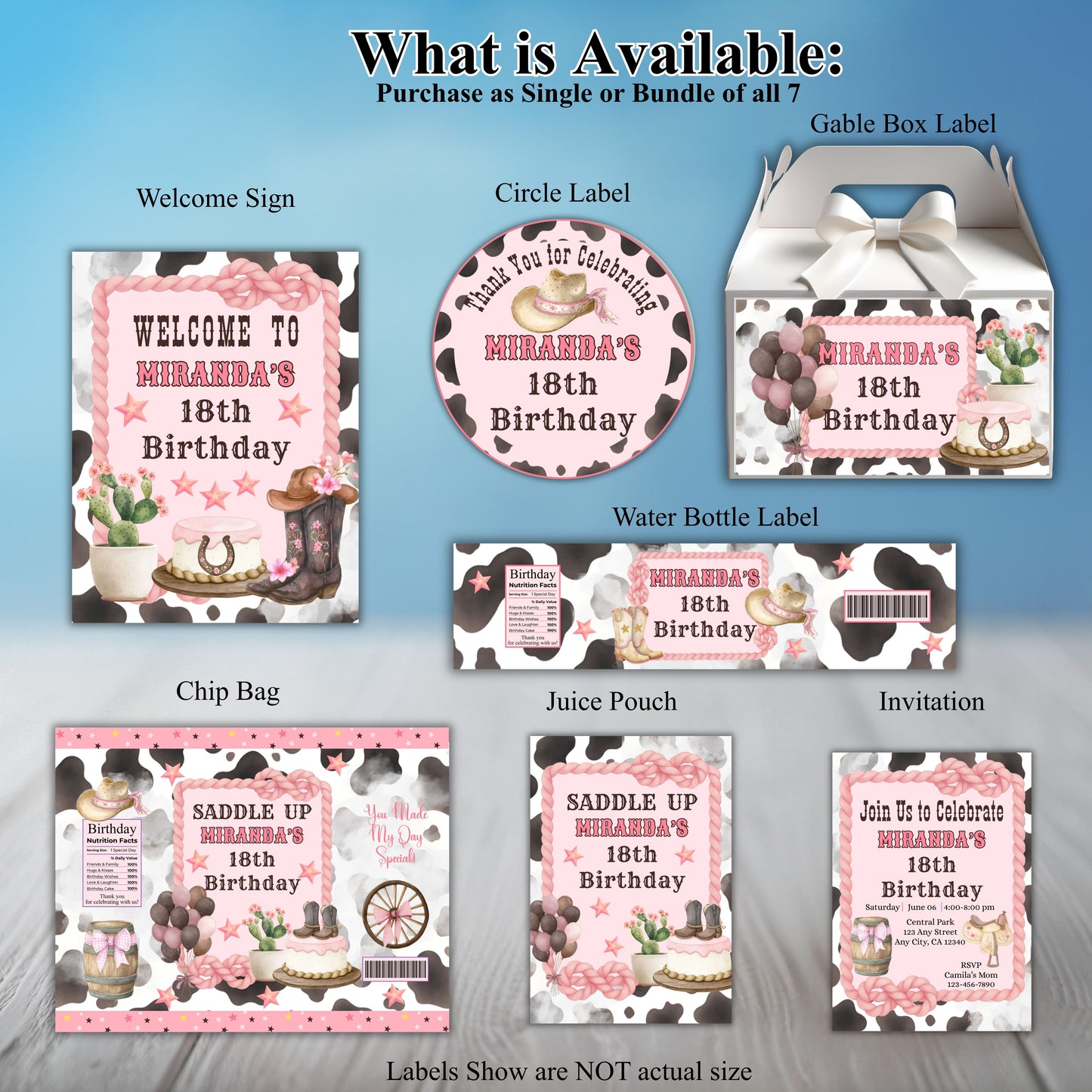 Baby Cow Birthday Party Sticker Labels