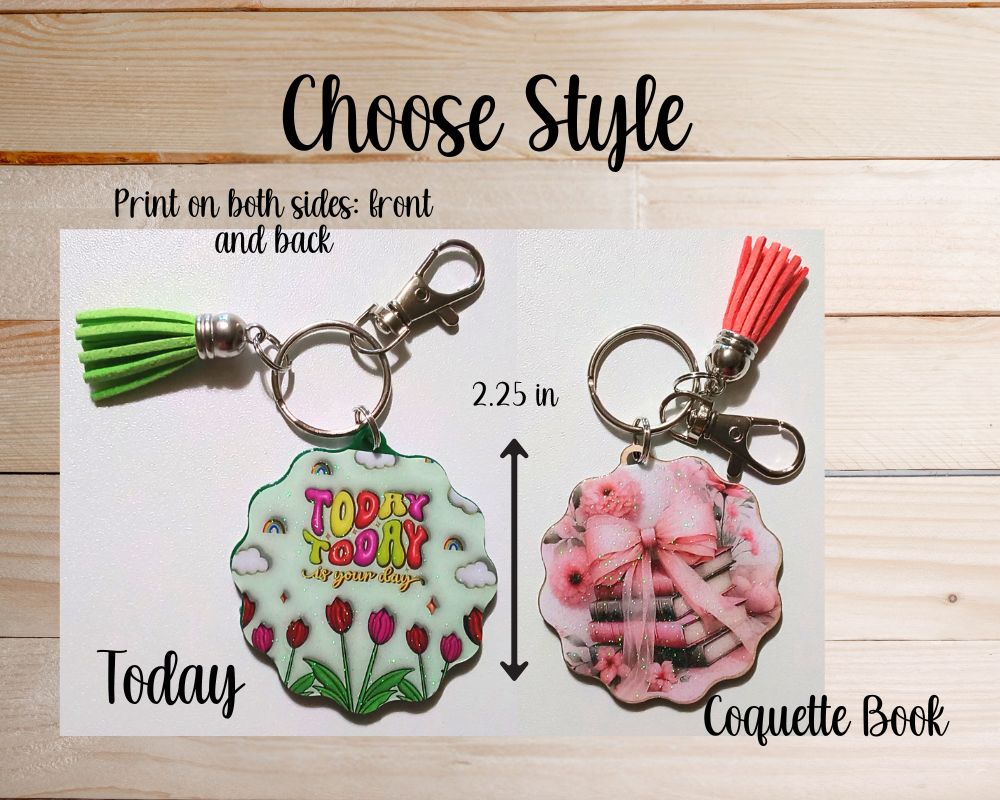 Glitter Resin Tassel Keychain-Novelty Keychain-Book Bow Keychain-Novelty Keychain