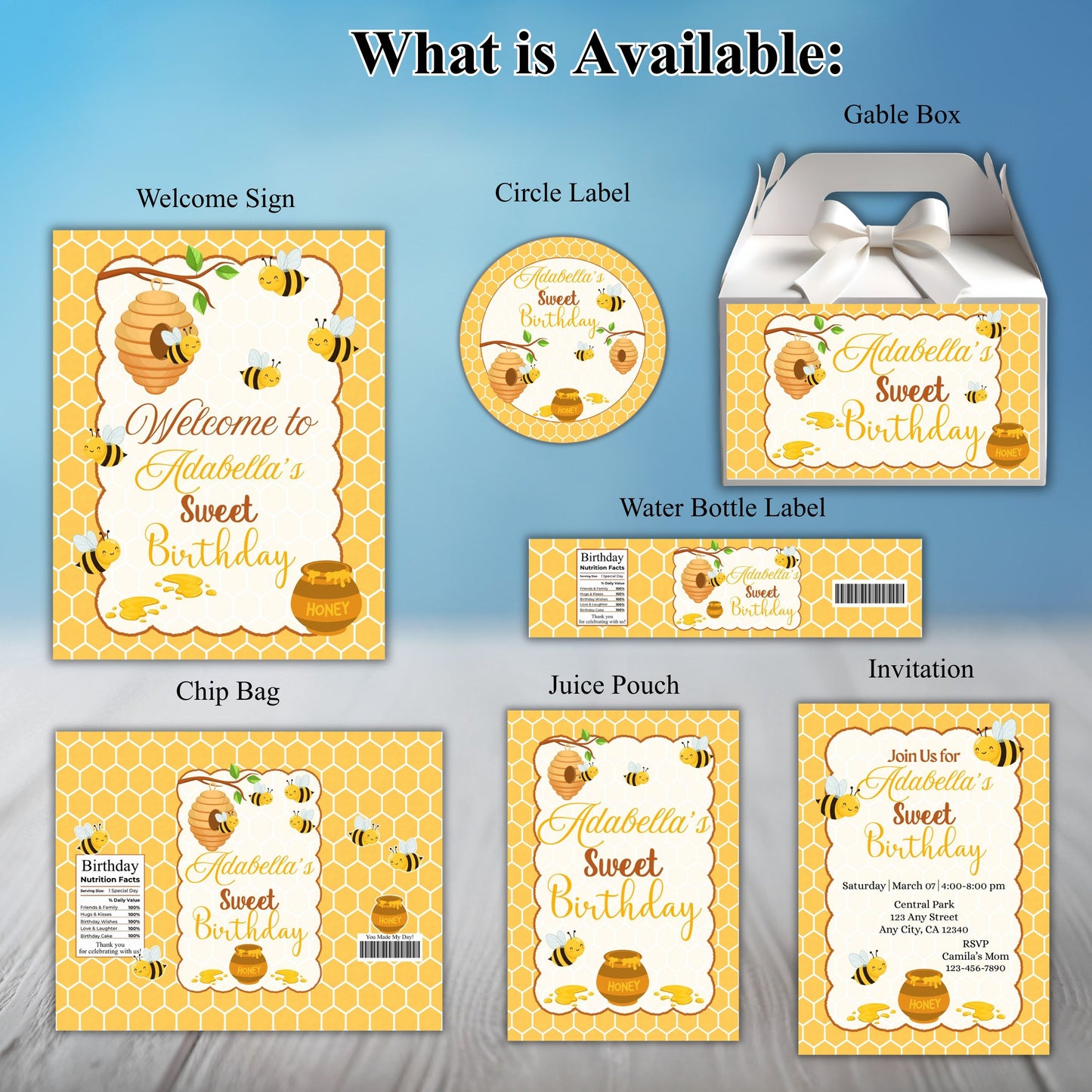 Honey Bee Party Sticker Labels