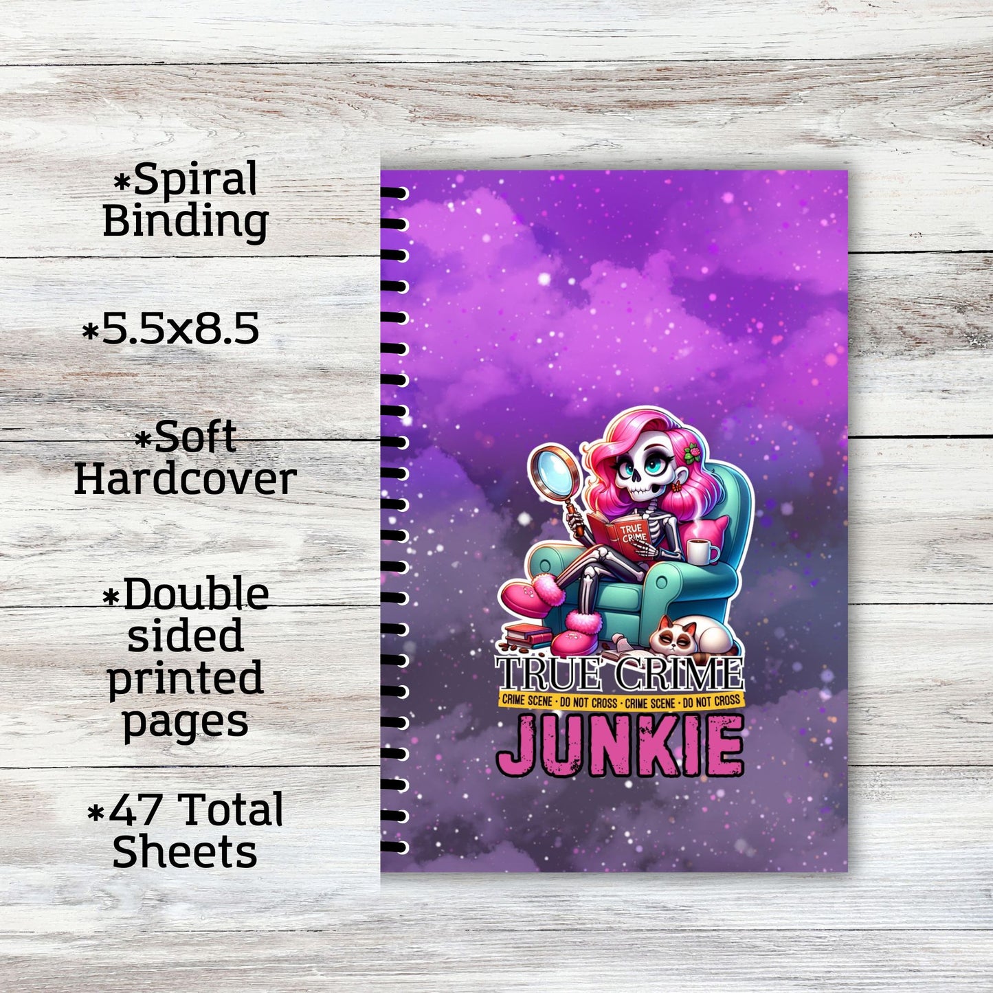 True Crime Junkie Journal Gift Set-Spiral Binding Journal Notebook