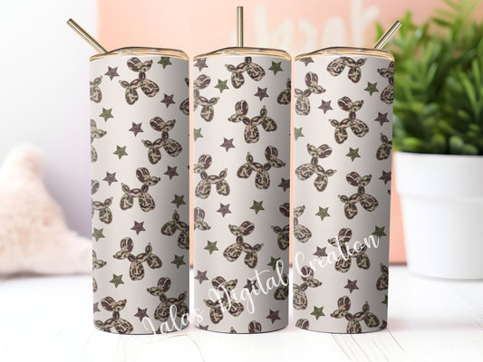 Preppy Camo Balloon Dog 20zo Tumbler Wrap PNG Digital Download