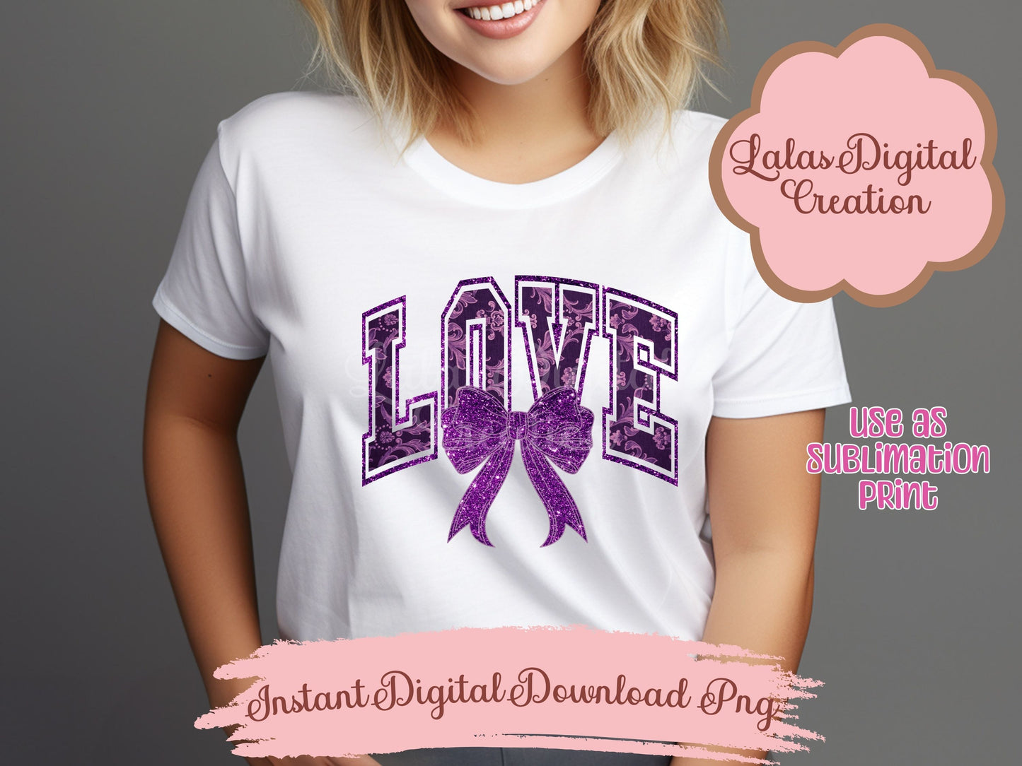 Purple Love Bow Clipart PNG Instant Digital Download