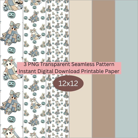 Denim Patch Ghost Seamless Digital Pattern Paper Bundle