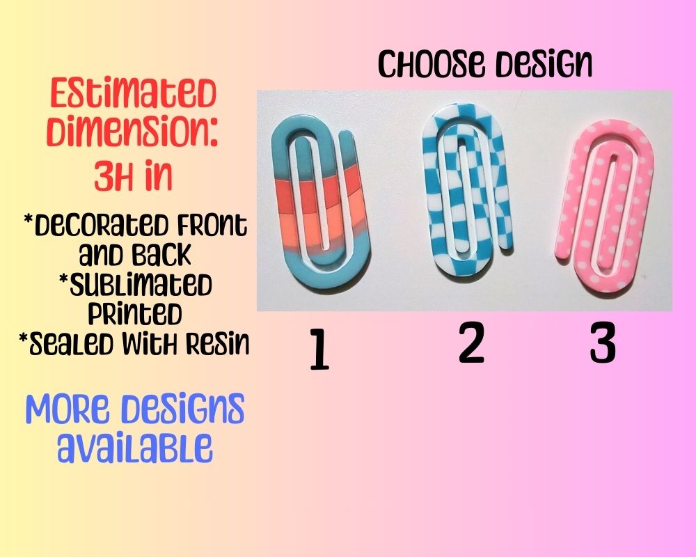 Jumbo Acrylic Paper Clip Bookmarks