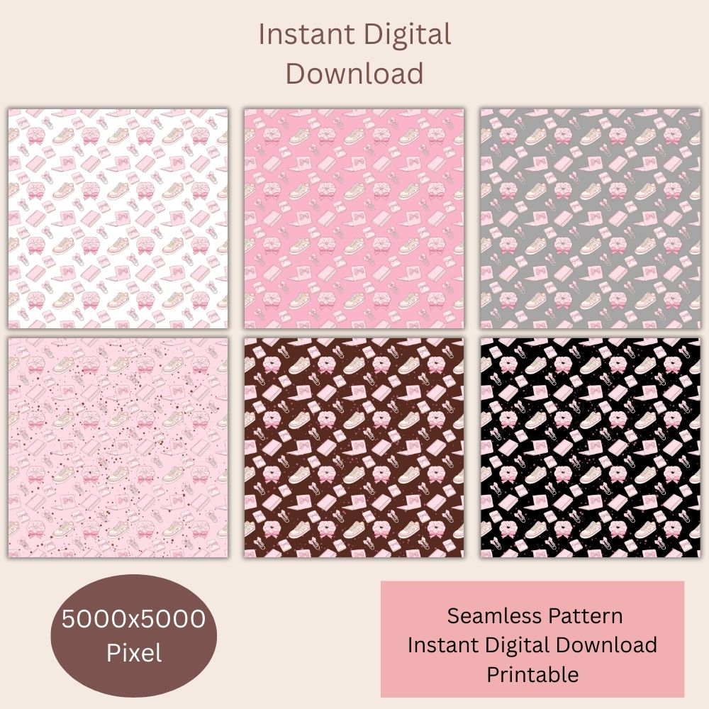 Preppy Accessories Seamless Repeating Pattern Paper Bundle Set