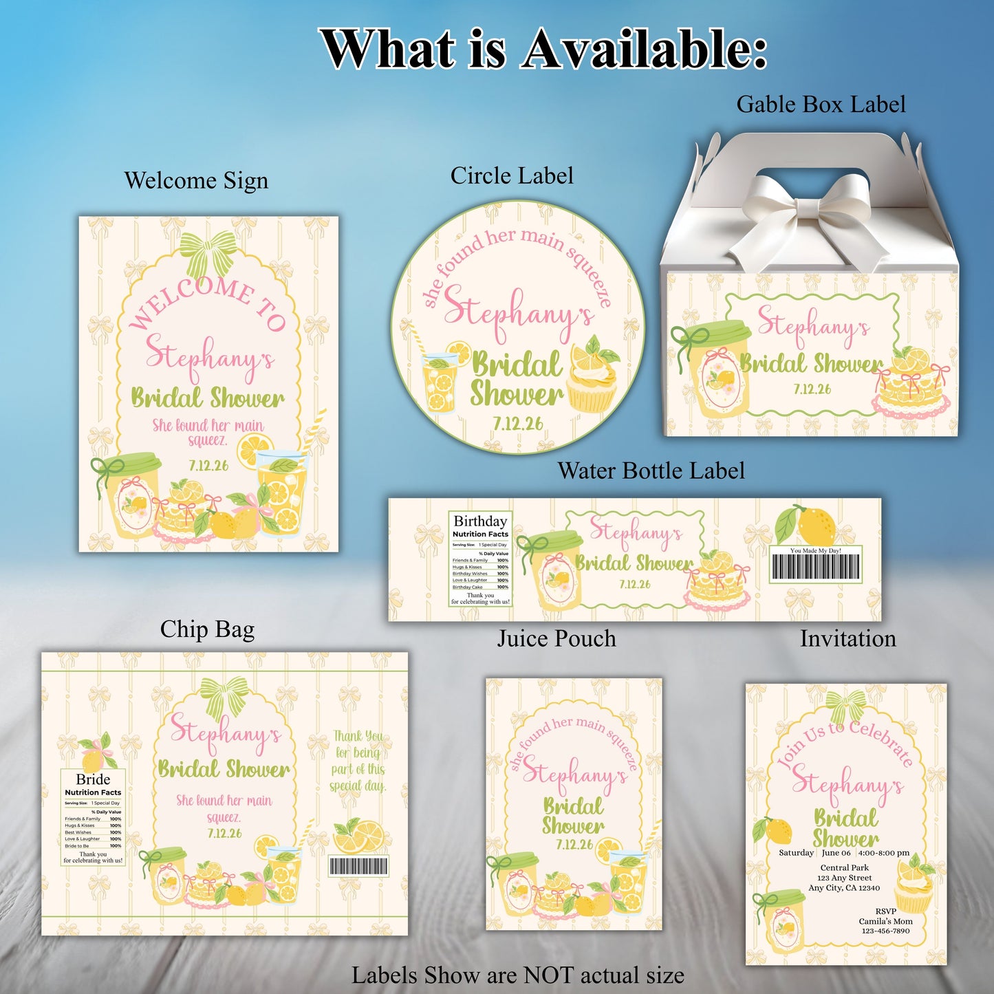Lemon Bridal Shower Party Sticker Labels