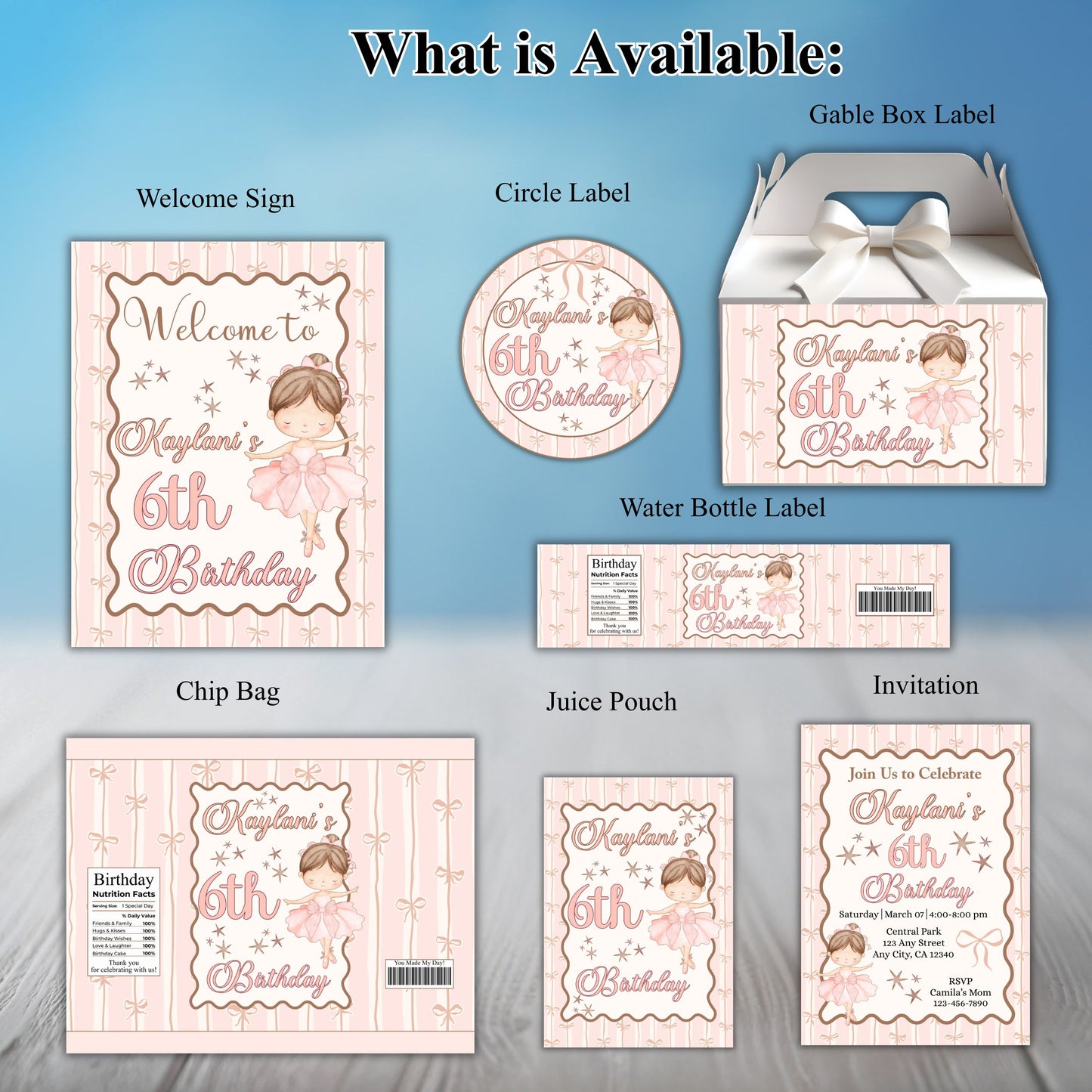 Ballerina Party Sticker Labels