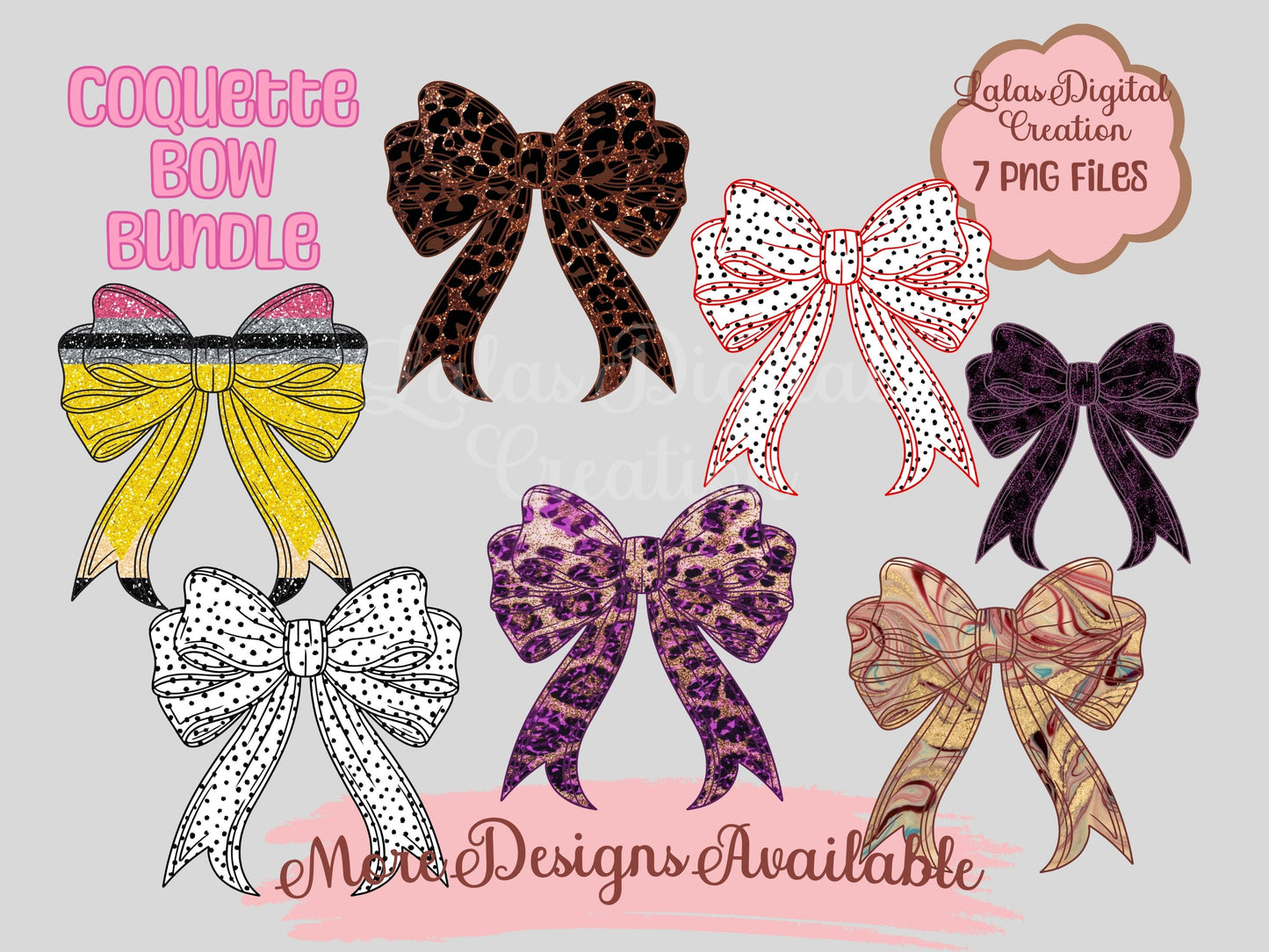 Coquette Bow Bundle Clipart PNG Instant Digital Download