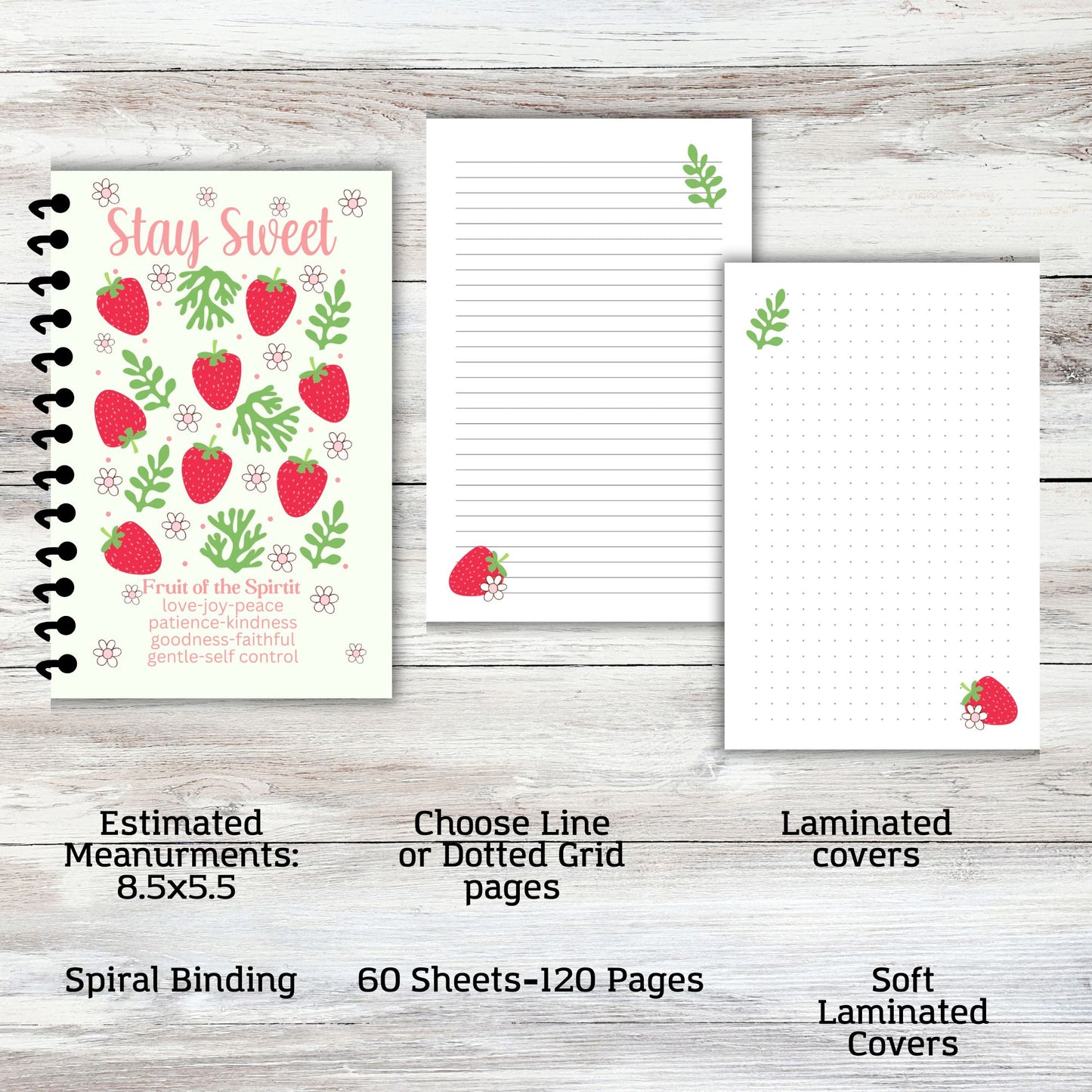 Strawberry Fruit of the Spirit Notebook Journal