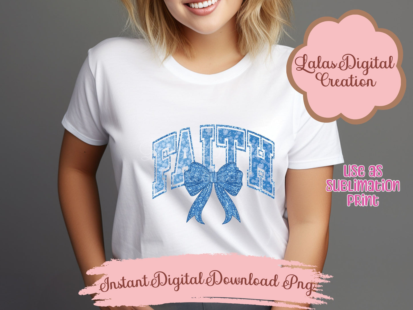 Faith Coquette Bow Clipart PNG INstant Digital Download