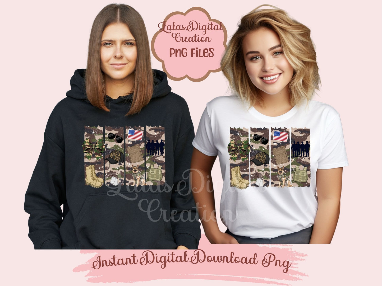 Camo Army Brushstroke Clipart PNG Instant Digital Download