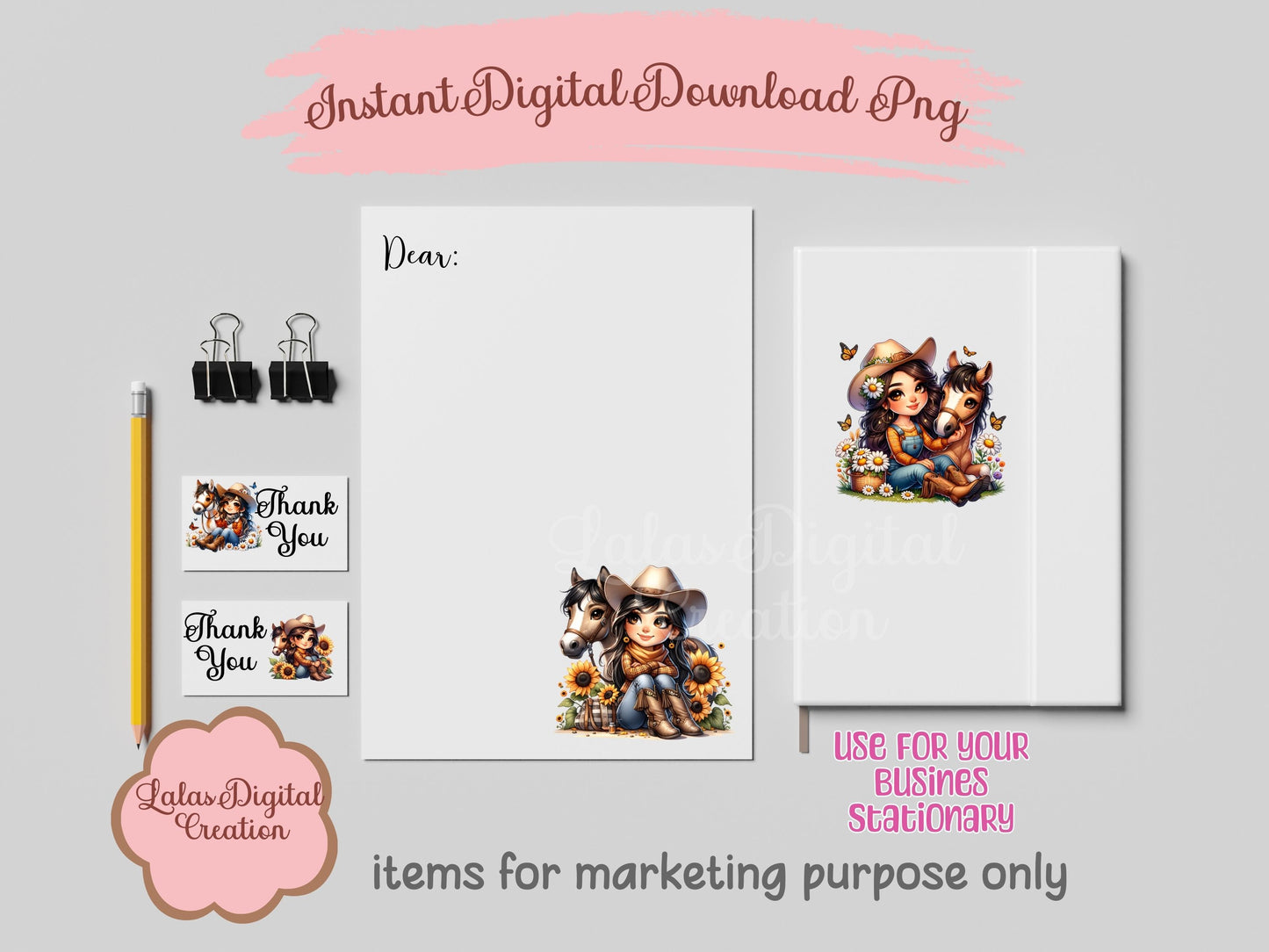 Cowgirl Clipart Bundle Instant Digital PNG Download